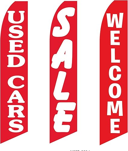 Three Swooper Flag Combo Coches Usados Venta Bienvenida Rojo Blanco Amarillo