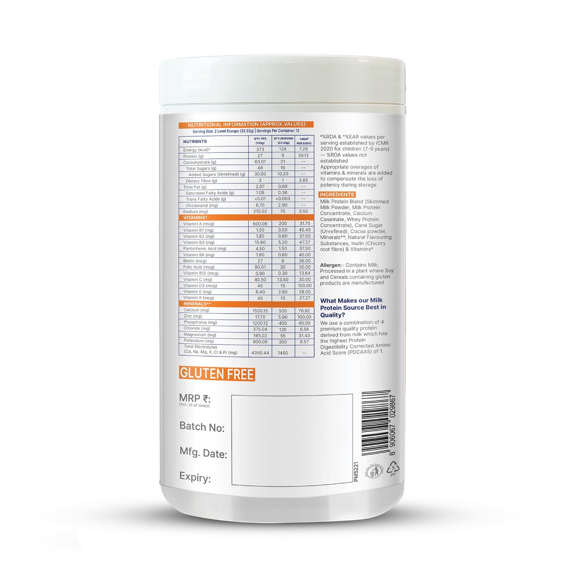 Gritzo SuperMilk Growth (7-12y Boy), 400g + Orange Gummies — Amazon image 5
