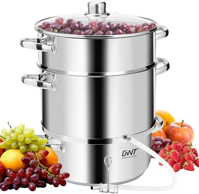 8.5QT / 8L Stainless Steel Fruit Juicer Steamer Extractor Pot with Glass Lid for Grape Canning