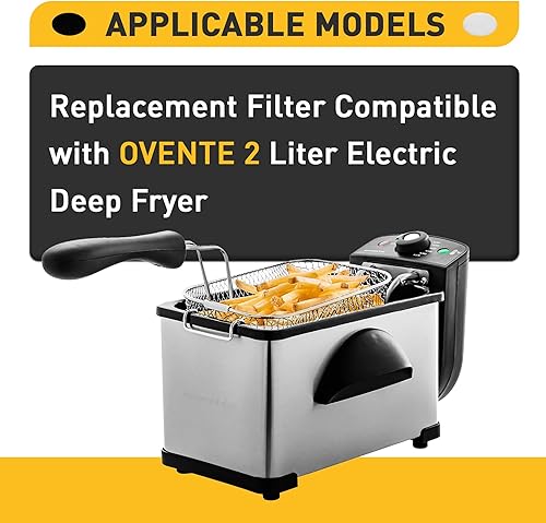 Miniatura 6 de 6 paquetes de filtros de repuesto de vapor de carbón y aceite, compatible con freidora eléctrica OVENTE de 2 litros, blanco y negro, 12 piezas en
