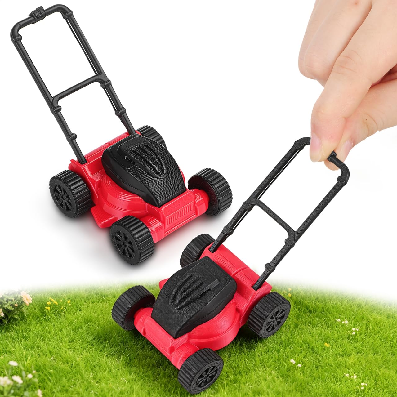 BESPORTBLE 2Pcs Miniature Lawn Mower Model, 1:18 Scale Plastic Yard Trimmer for Dollhouse