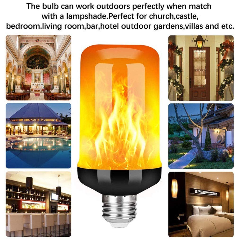 Lampadina A Fiamma 5W, E27 LED Effetto Fuoco Tremolante Lampadina E14 LED Flickering Fire Effect Lampadina con 4 modalità Flicker Fiamma Lampadina per Natale Casa Hotel Bar,E14,4pcs