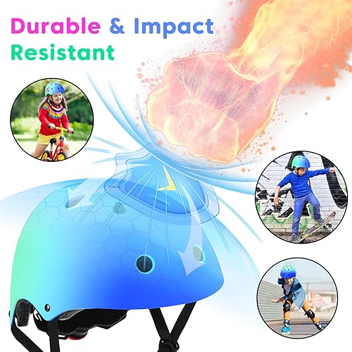 Miniatura 3 de Casco ajustable con degradado de color, para niños y niñas, casco de bicicleta para múltiples deportes, ciclismo, patinaje, bicicleta, patinaje,