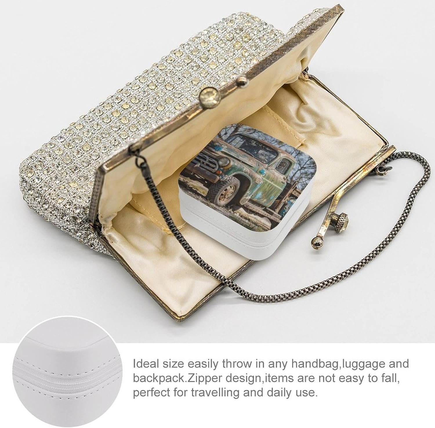 Old Truck Car Jewelry Case Personalized Leather Jewelry Box Mini Travel Jewelry Case Small Portable Jewelry Organizer for Ring Earrings Necklace Bracelet image 3