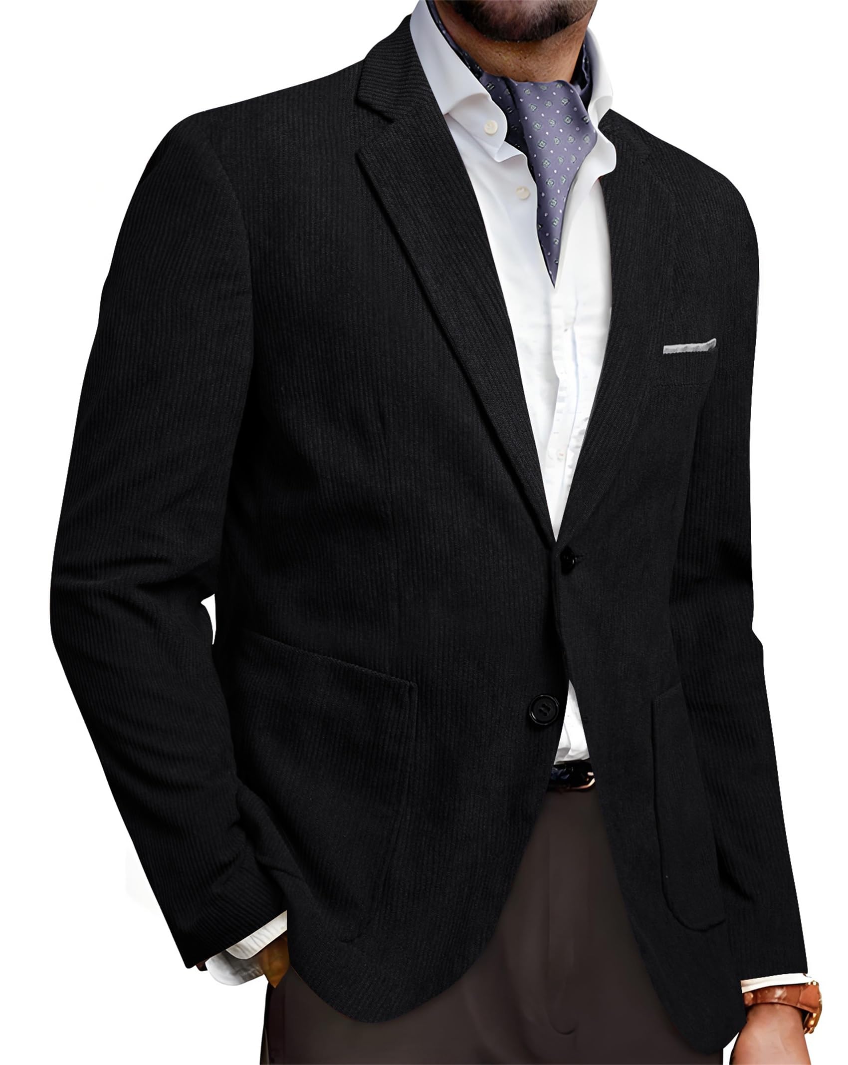Barry.Wang Men's Vintage Corduroy Blazer Jackets Business Casual Sport Coat