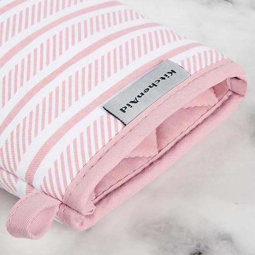 Miniatura 3 de KitchenAid Albany - Juego de 2 manoplas para horno pequeñas, color rosa seco, 5.5 x 8 pulgadas
