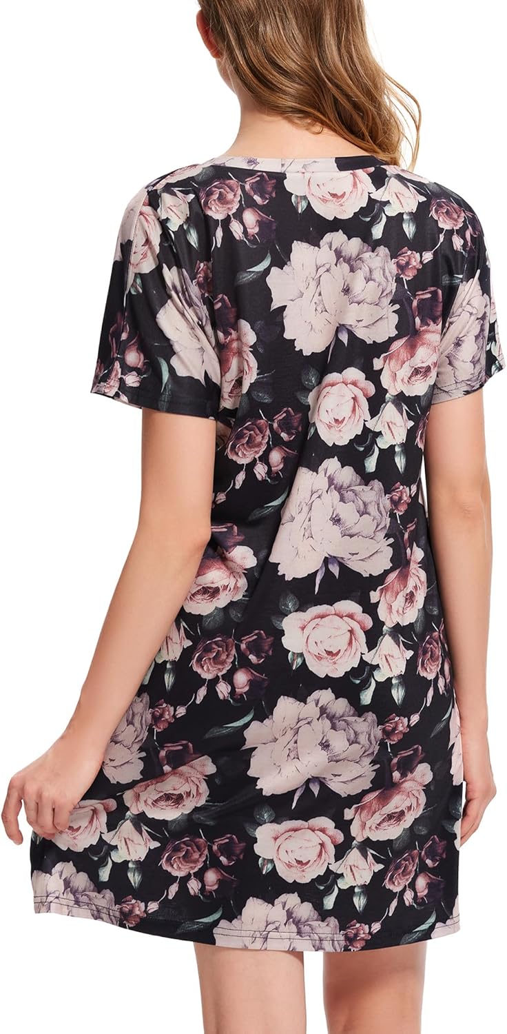 Nightgowns for Women Soft Cotton Sleep Shirts Short Sleeve Sleepwear S-XXL - Image 6