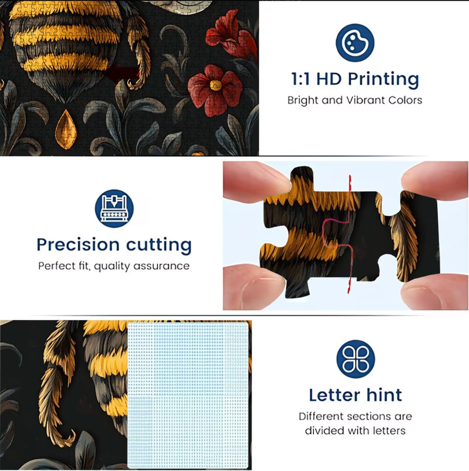 Puzzle 4000 Piezas | Flor Abeja Puzzle 4000 Piezas Adultos | Encajan Perfectamente | sin Polvo | Rompecabezas Madera para Toda la Familia | Rompecabezas XL para Expertos | Regalo Mujer W3H-945