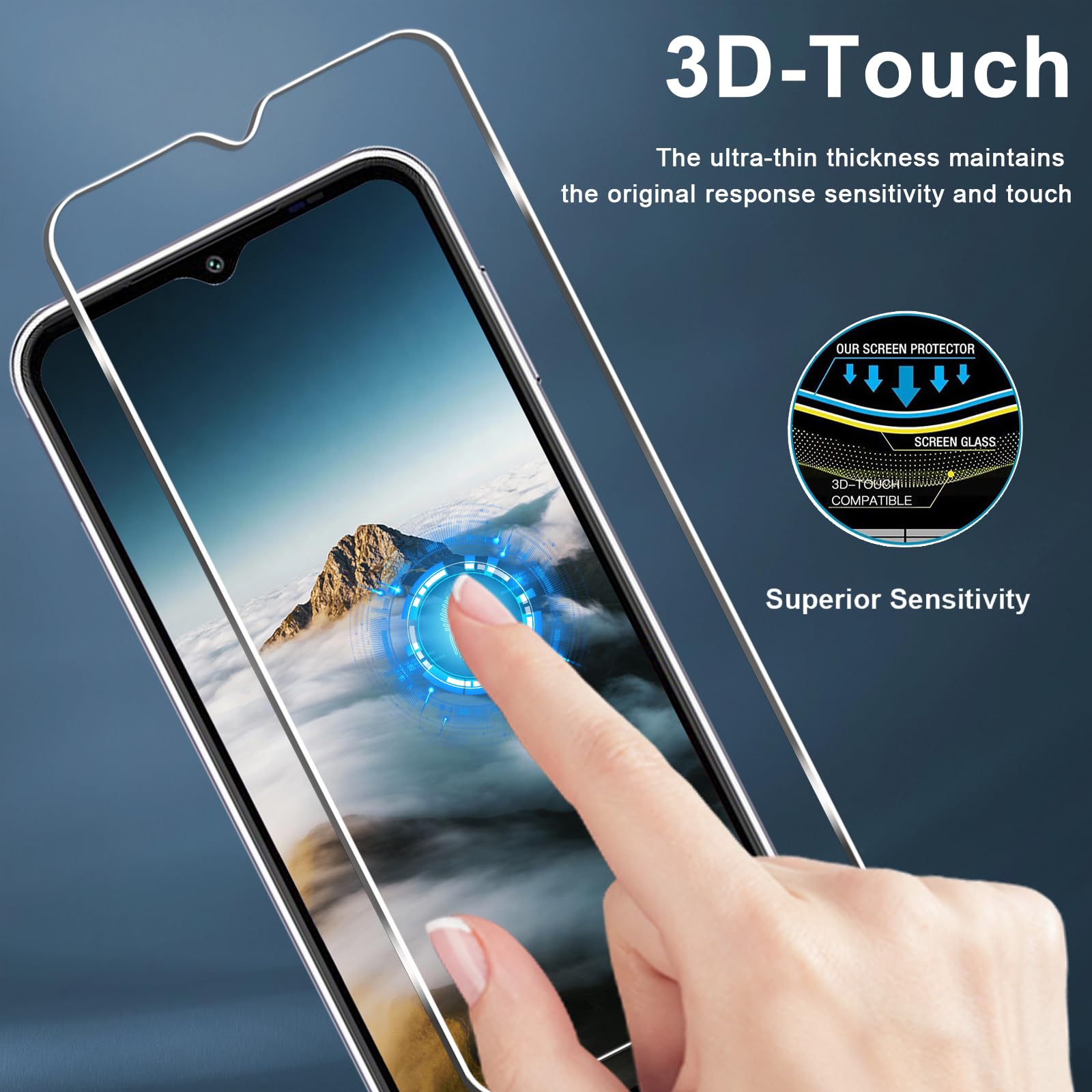 [3+3] Protector de pantalla para Samsung Galaxy A14 5G, 3 unidades de vidrio templado y 3 protectores de lente de cámara, dureza 9H, transparente HD, compatible con fundas