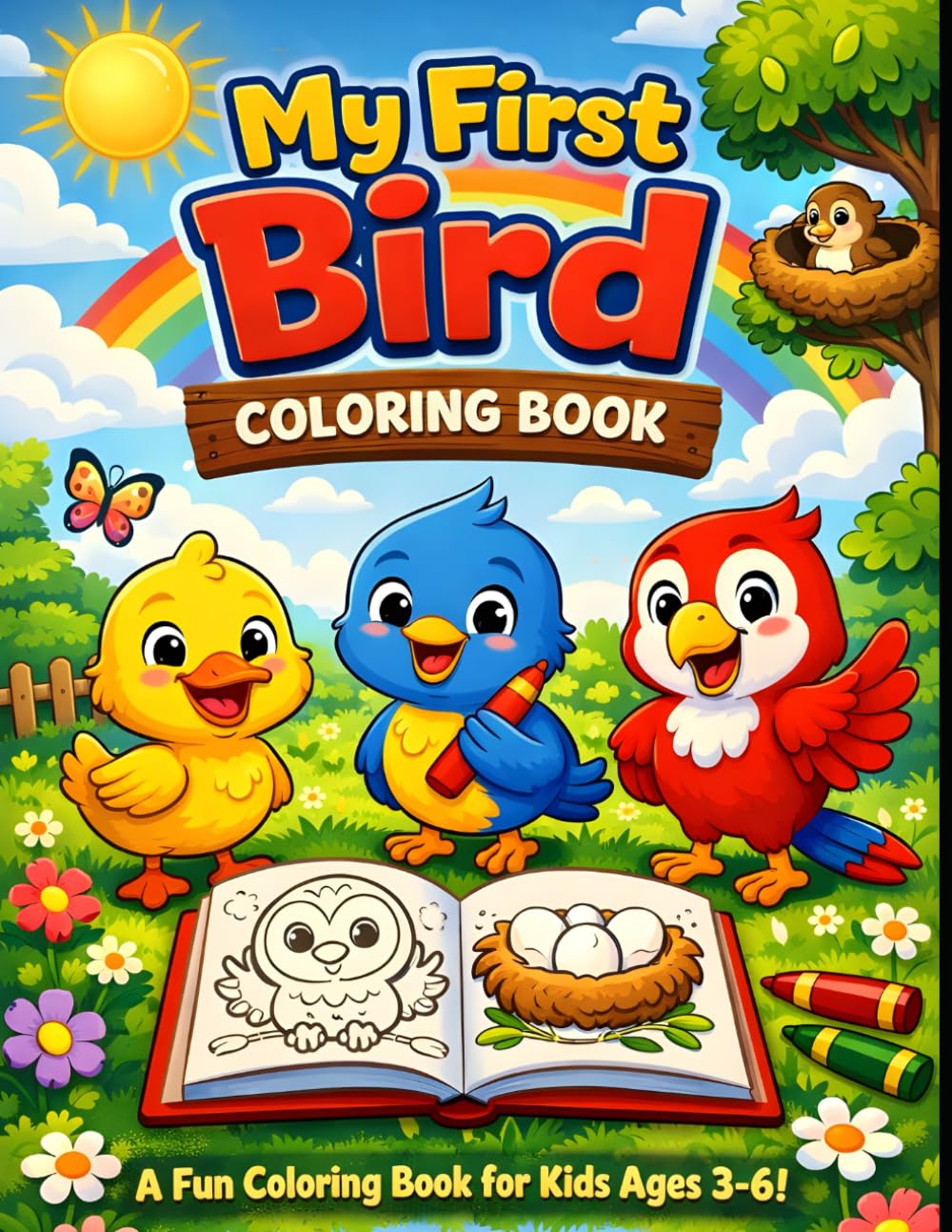 My First Bird Coloring Book: Cute and Easy Bird Coloring Pages for Kids Ages 3–6 | Fun, Simple Designs for Early Learning and Creativity