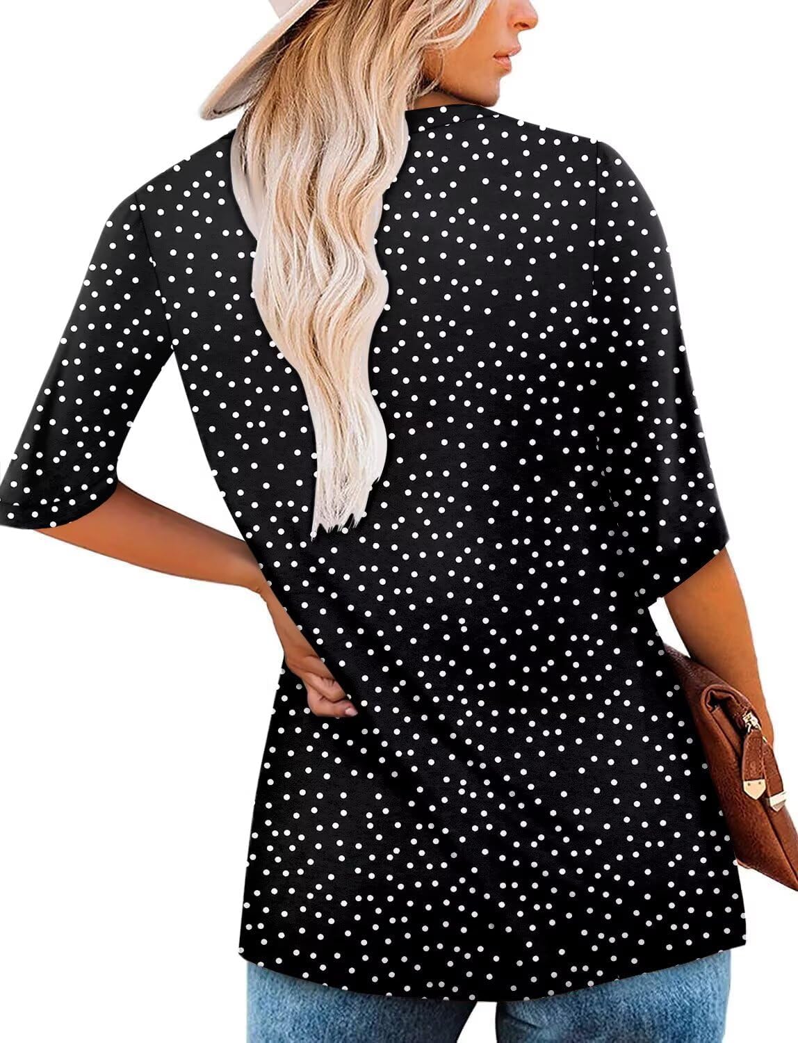 KISSMODA Women's Casual 3/4 Sleeve T-Shirts 2025 V-Neck Tunic Tops Cute Tees Blouses Loose Fit Business Work Tee Top - Image 5