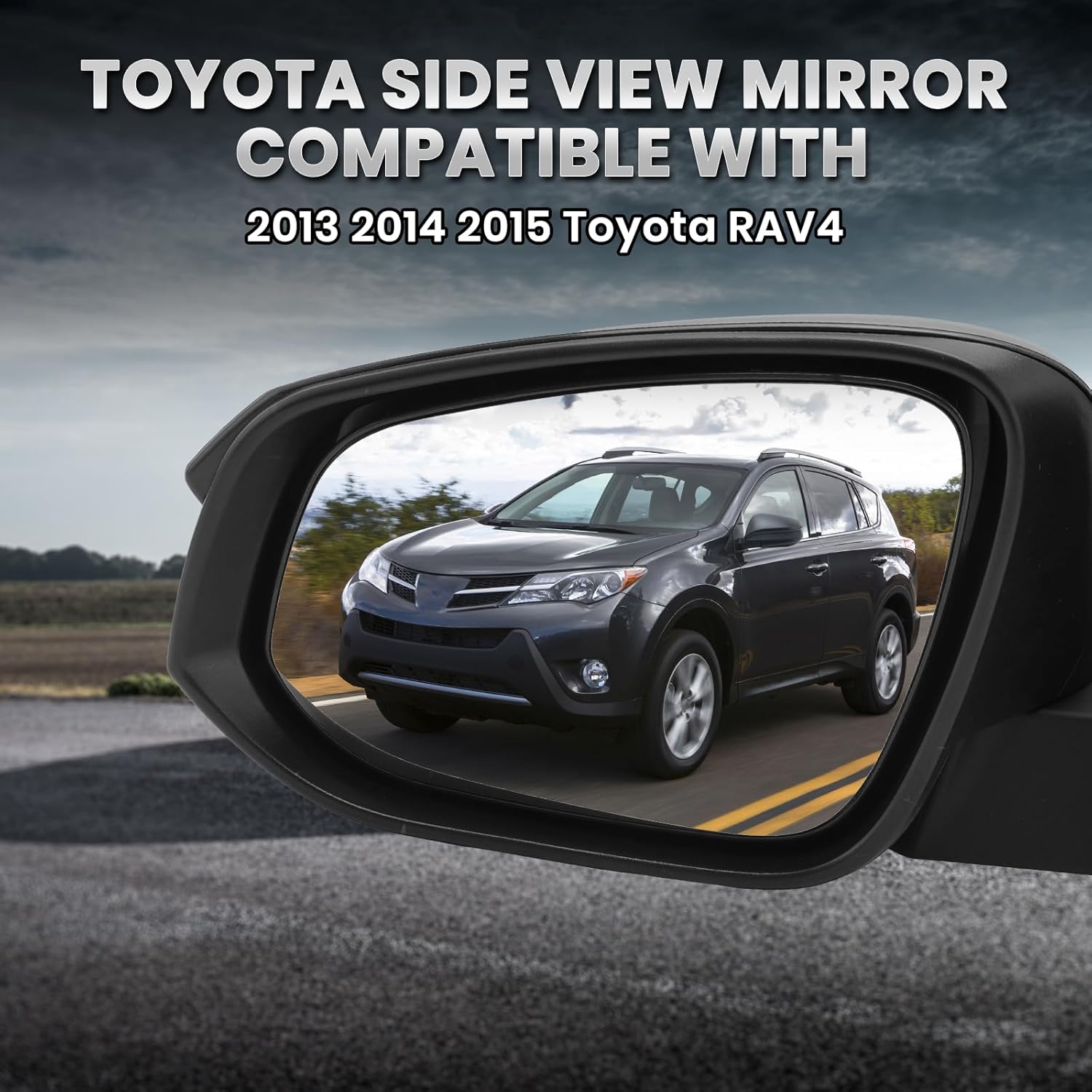 Left Driver Side Mirror Compatible with Toyota RAV4 2013 2014 2015 Power Manual Folding Non-Heated Door Mirrors (3 Pins)
