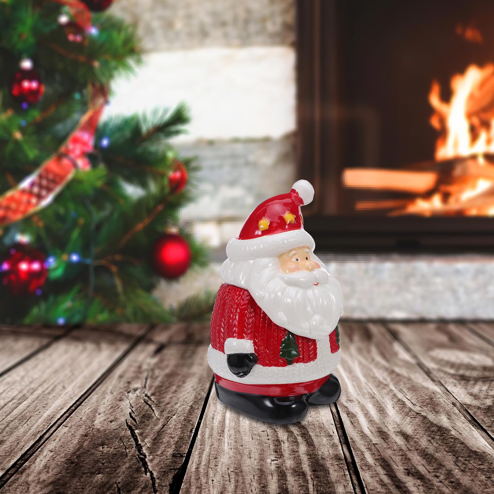 Weihnachtliche Keramik-zuckerdose mit Santa Claus-motiv Luftdichter Deckel Festhaltend Frische für Süßigkeiten und Kekse Dekorative Festtags-dose als Tischakzent und Geschenkidee