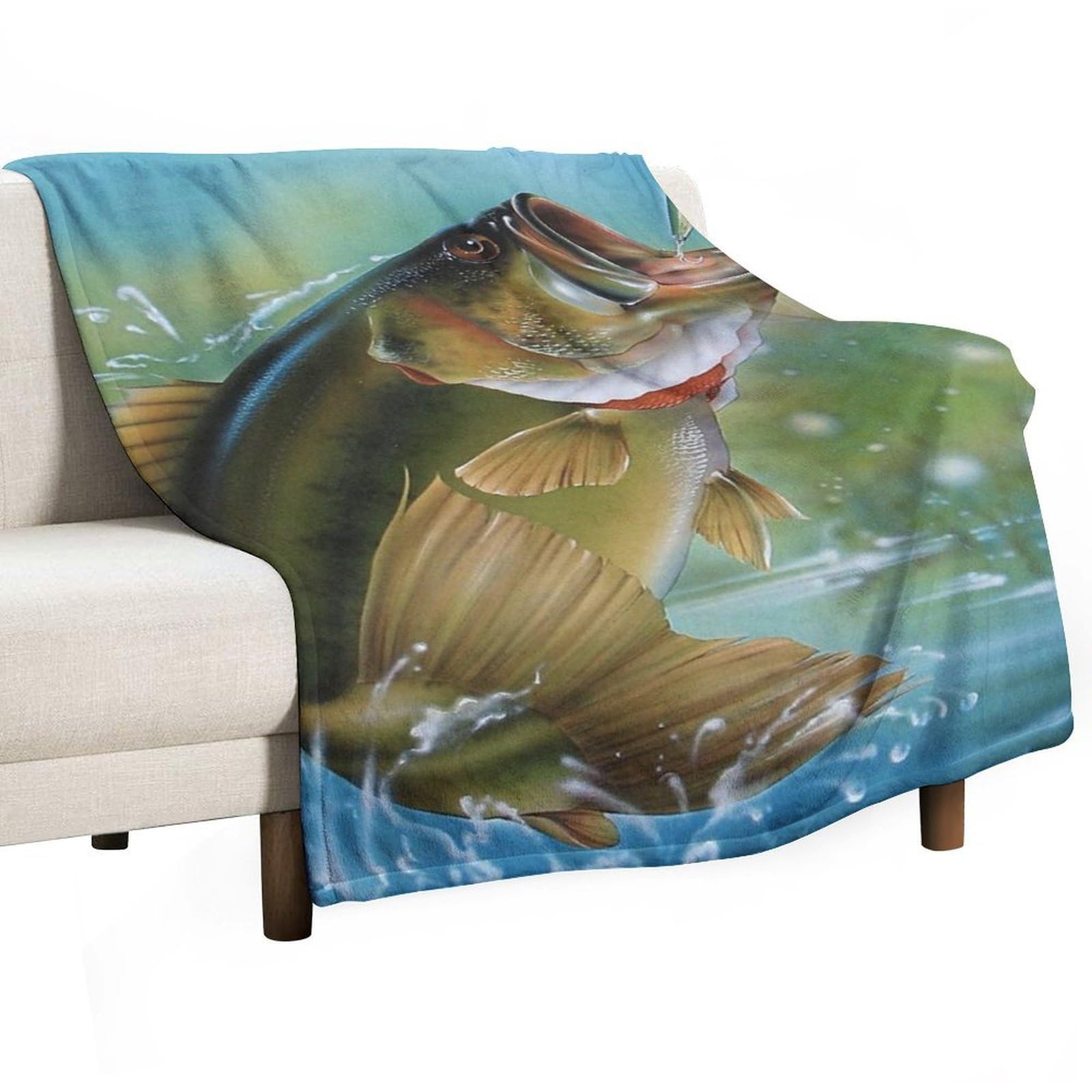 Cgsbngha Style Bass Fishing Flannel Fleece Blanket Lightweight Soft Throw Blankets For Sofa Couch Bed Chair