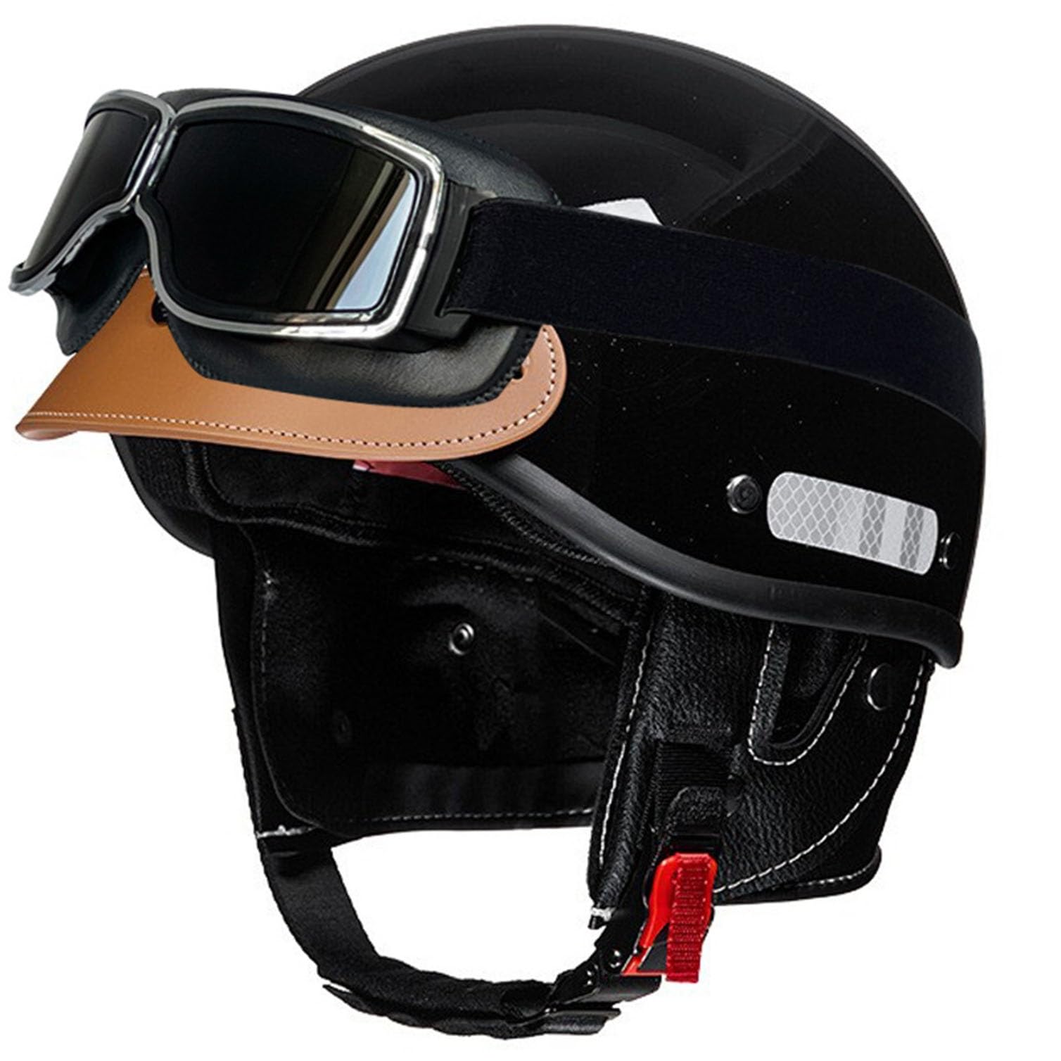 Casque bol vintage de pilote avec finitions soignées pour moto et vélo