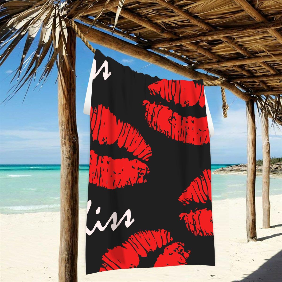 Amazon.com: Sexy Red Lips Kiss Print Beach Towel 31