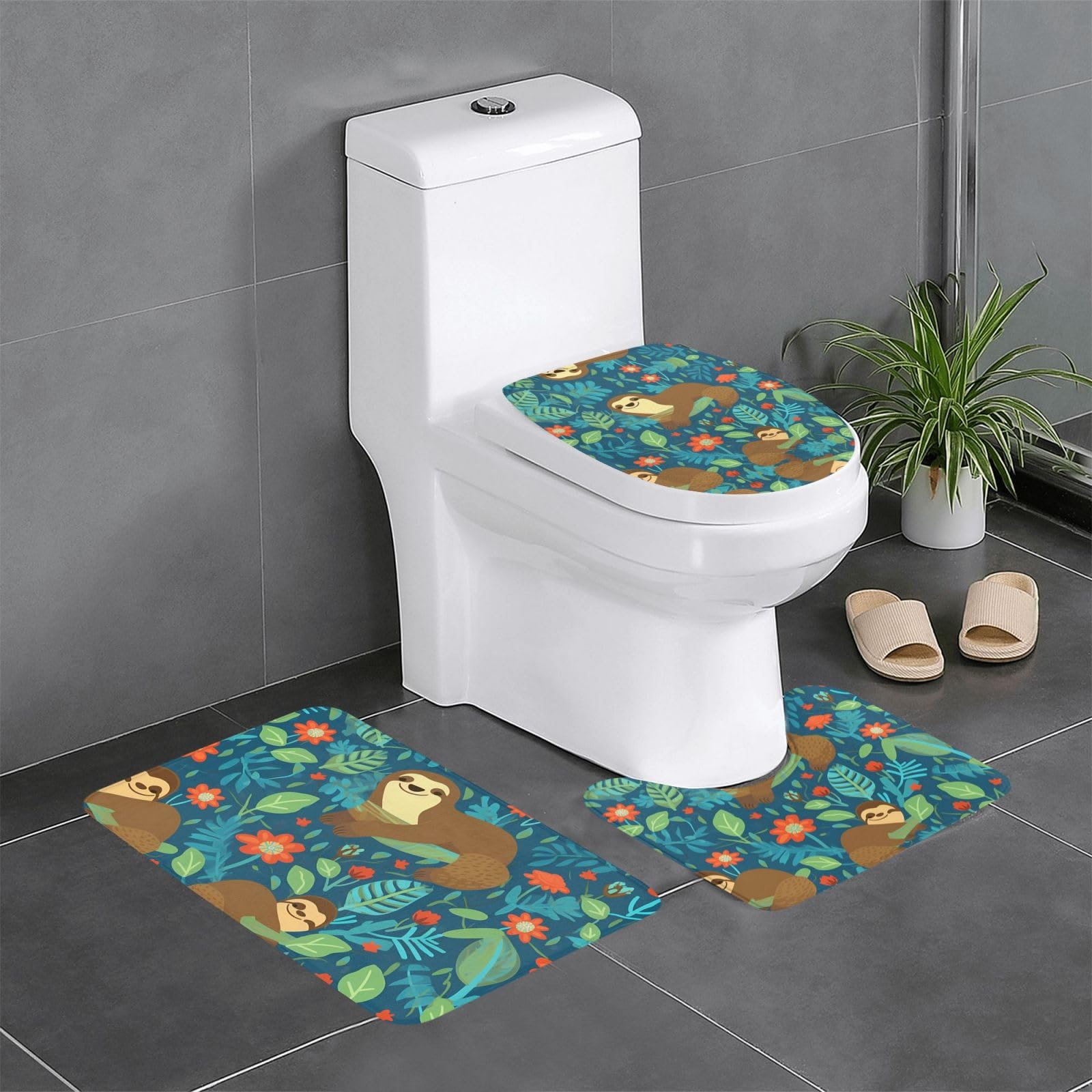 Tapis de salle de bain paresseux 3 pièces 61x40,6 cm pour toilettes et lavabo