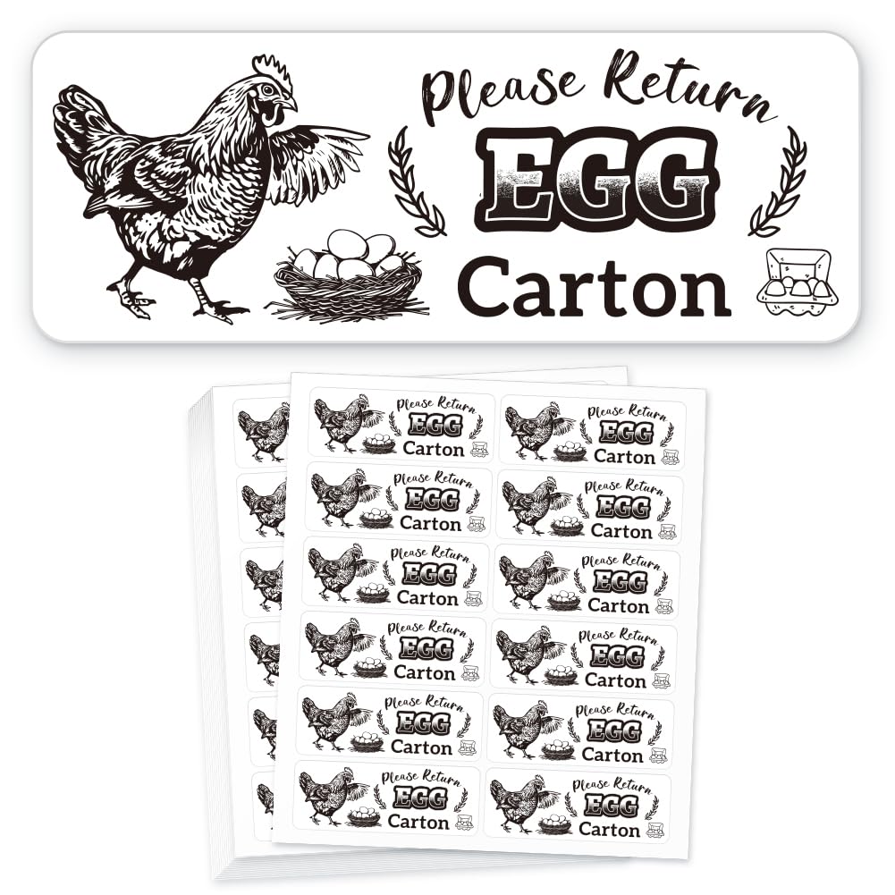 GOMAKERER 180 Pcs Please Return Egg Carton Labels, 1x2.64 Inch(2.5x6.7cm) Farm Fresh Eggs Sticker PET Adhesive Egg Packaging Stickers for Box