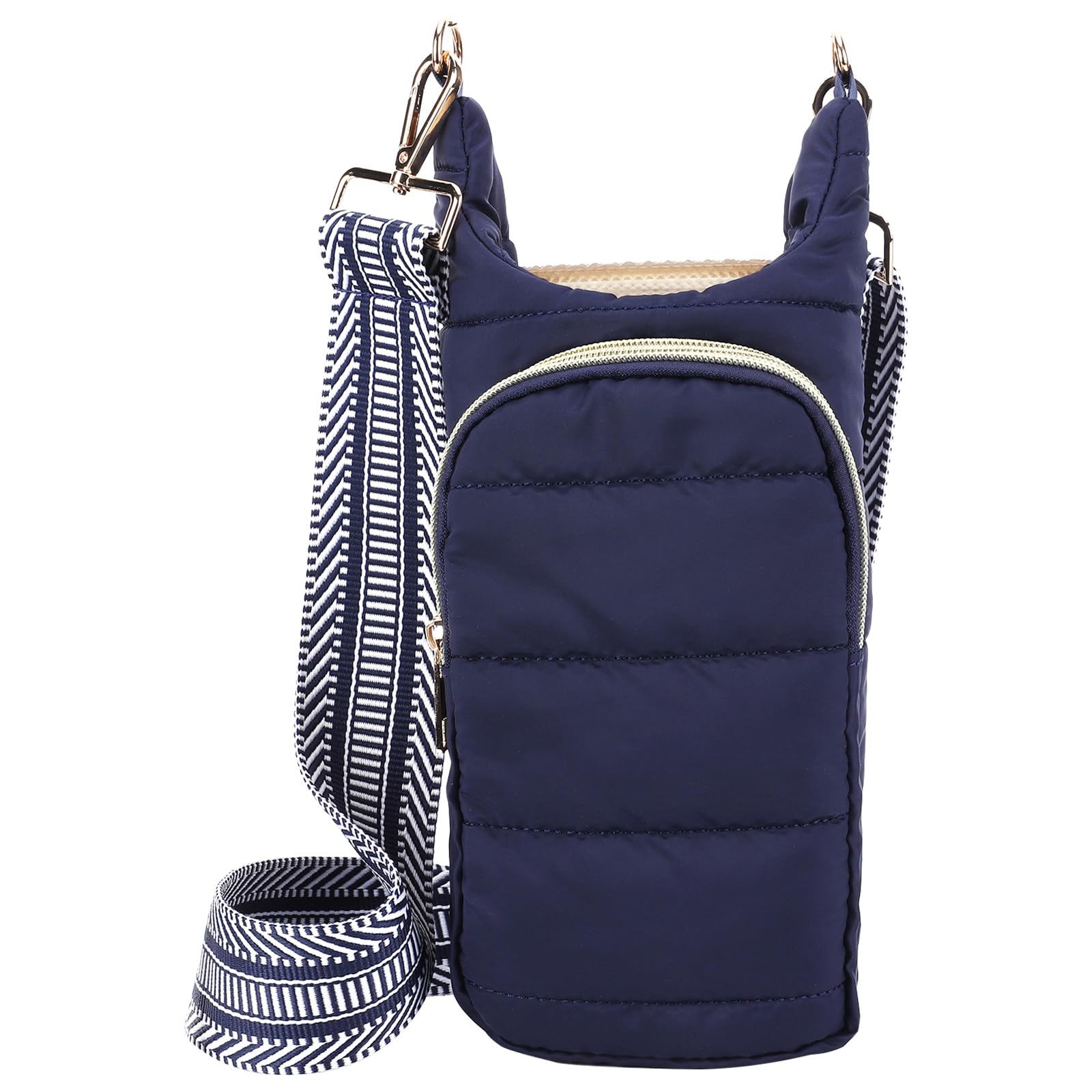 Orgonite Water Bottle Carrier Bag, Quilted Crossbody Water Bottle Holder, Puffer Tote Bag for Water Bottle with Strap, Water Bottle Sling Bag for Outdoor Travel
