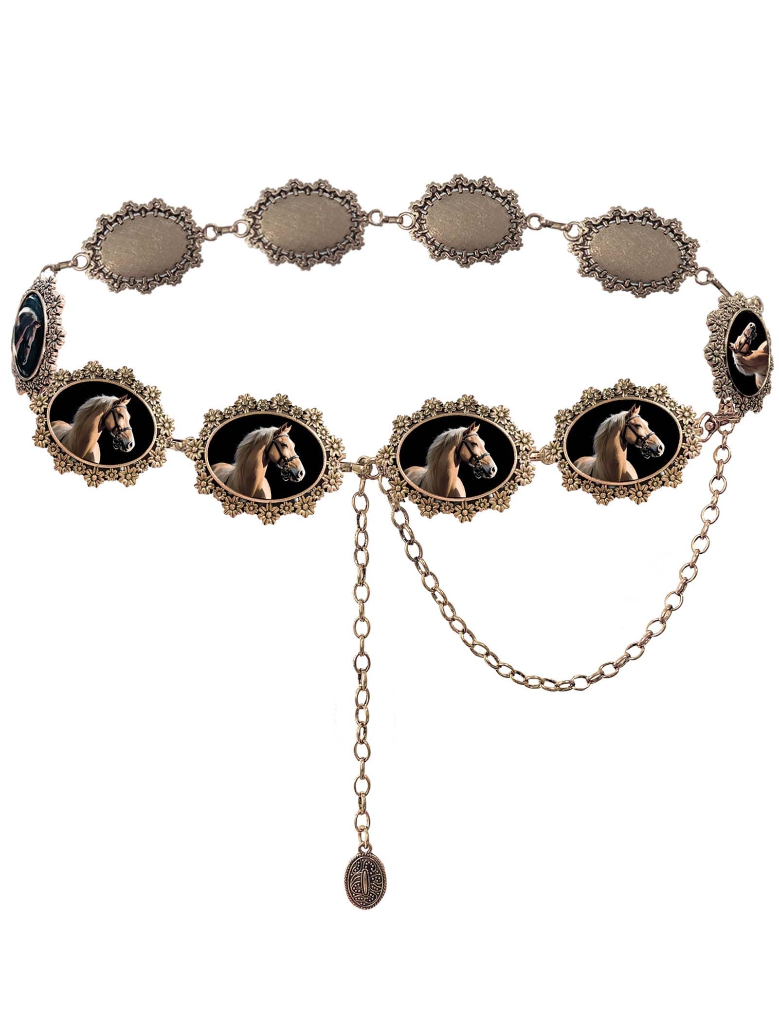 TOPACCMetal Concho Belts for Women Western Cowgirl Turquoise Boho Chain Belts for Dress Jeans