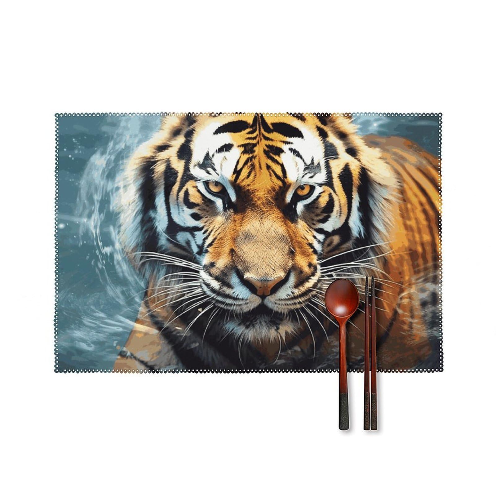 Lot de 6 sets de table haut de gamme imprimé tigre pour dîner