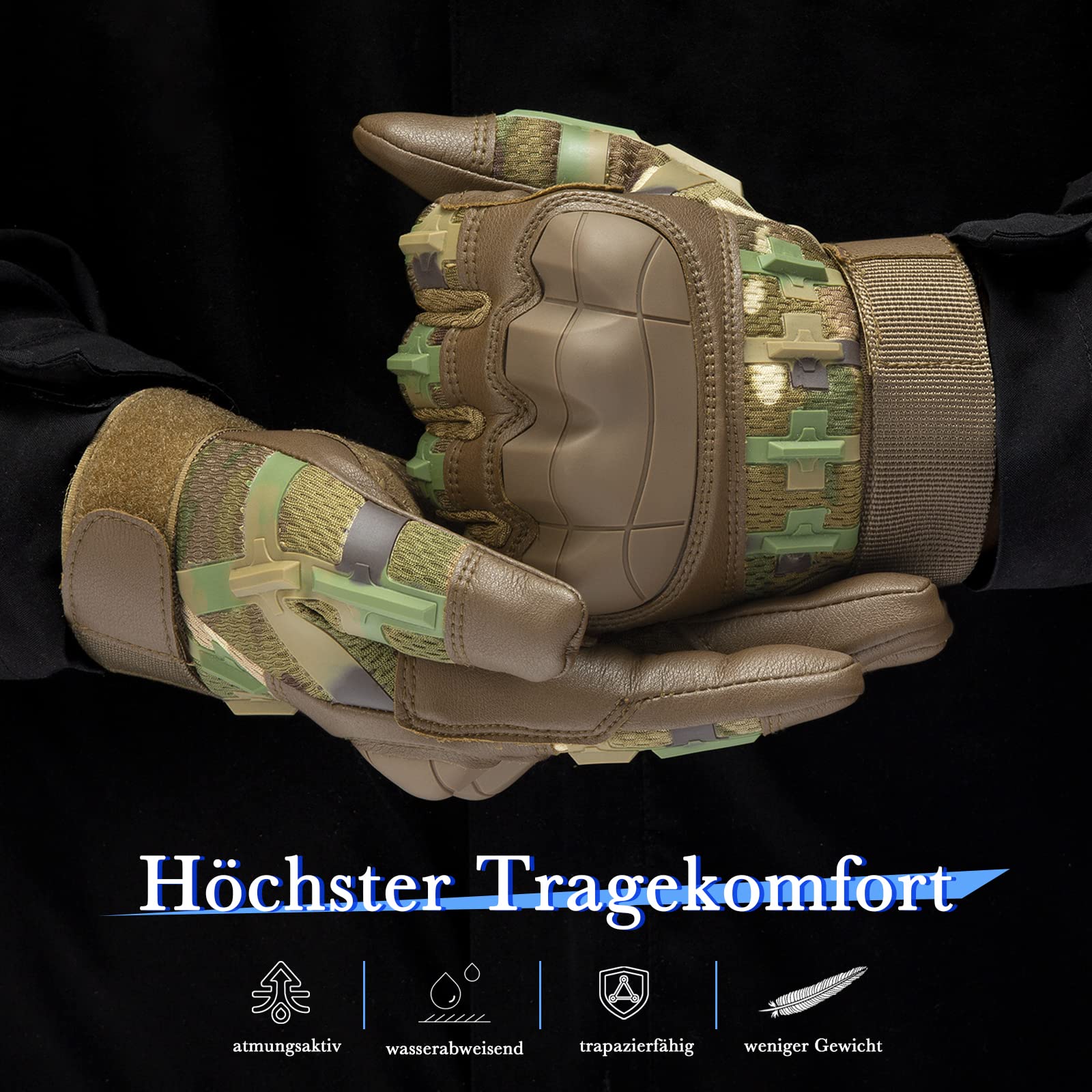 Guanti tattici da uomo, per touchscreen, per ciclismo, motociclismo, MTB, per sport all'aria aperta, ideali per softair, paintball, militar