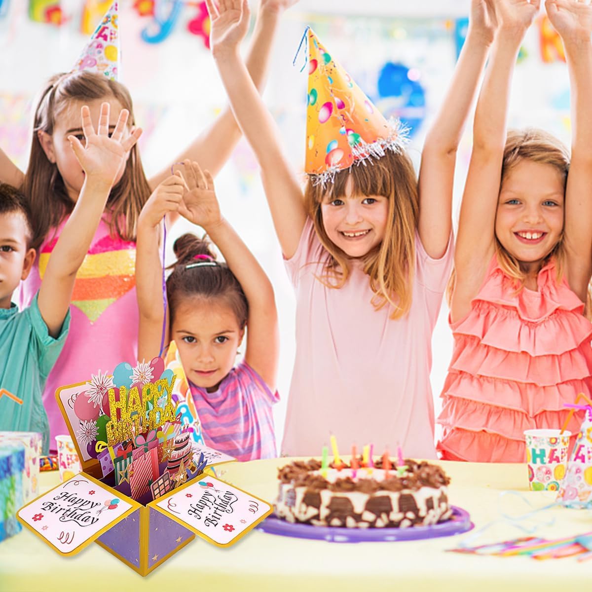 Carte D'anniversaire Pop-up 3D Avec Enveloppe Dorée - Carte Joyeux Anniversaire Personnalisable - Pour Femme, Homme, Enfant, Maman - 23x17.5 Cm