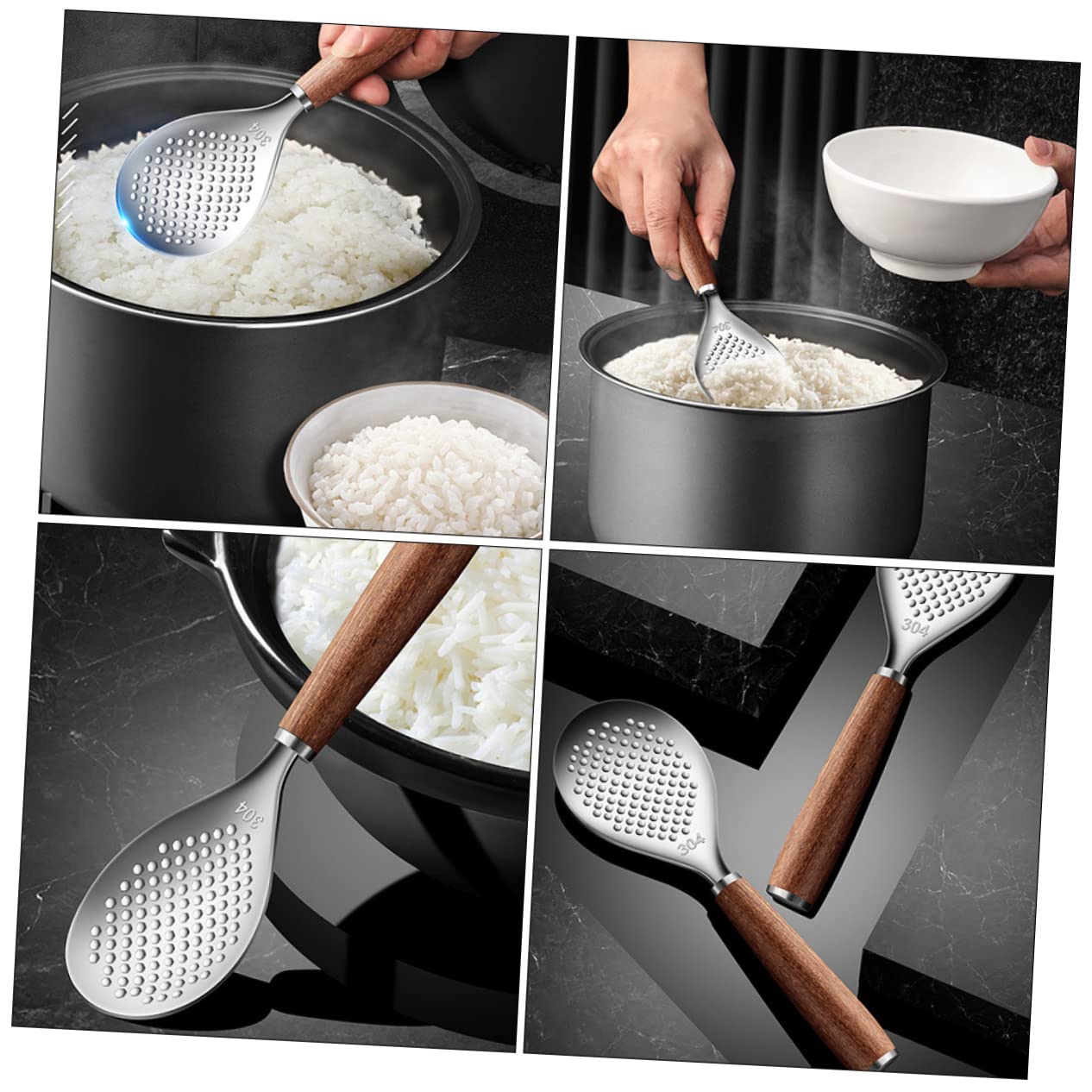 CIYODO Ergonomic Stainless Steel Rice Spoon Large Serving Spatula Non-stick Easy to Clean for Home Restaurant Use