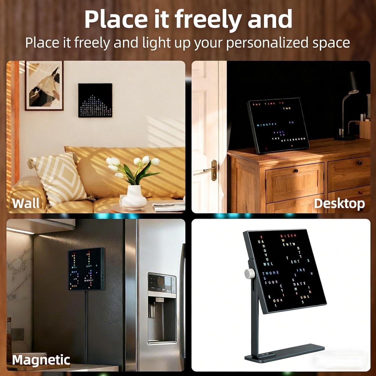 Reloj digital LED, reloj de pared y escritorio, múltiples modos de visualización, brillo ajustable, micrófono integrado para oficina en casa