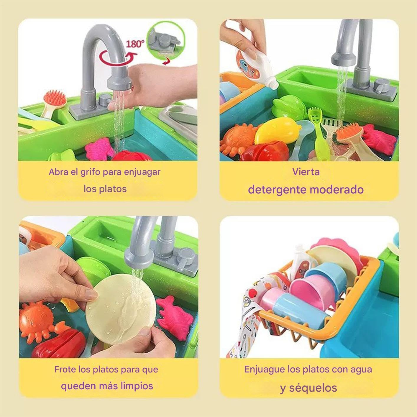 Giocattolo Cucina Simbolico Per Piccoli Con Lavello | Idrico Automatico Giocattoli Ruolo Attività Prescolari Per Famiglia Scuola Casa Asilo