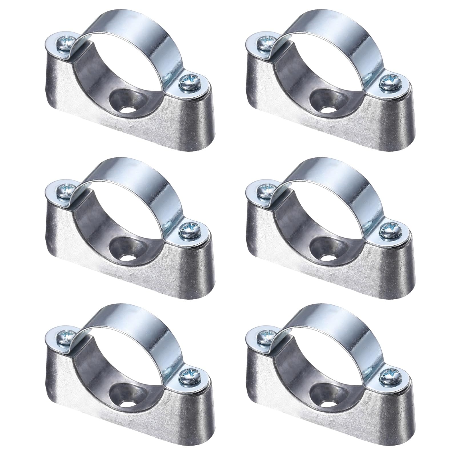 sourcing map 6Pack Pipe Support Pipe Bracket Clamp, 32mm Pipe Wall Mount Ceiling Mount Rigid Straps Carbon Steel Bracket Holder for Metal Tube