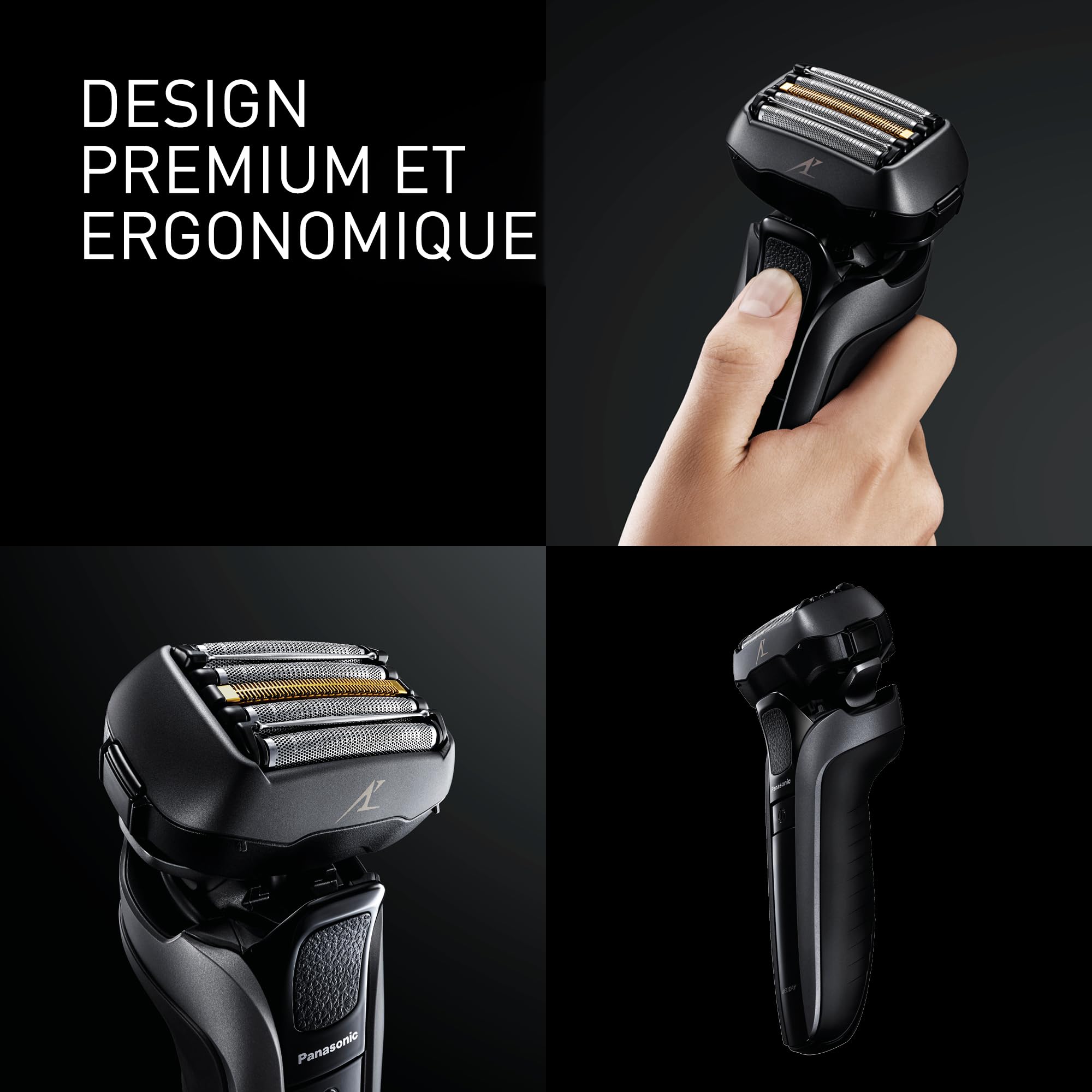Panasonic ES-LV6U-K803 Rasoir Électrique 5-Lames Pour Hommes, Rasoir Sans Fil Humide Et Sec, Rasoir Électrique Avec Nettoyage Automatique, Tête De Rasoir Flexible Et Capteur De Barbe Réactif.