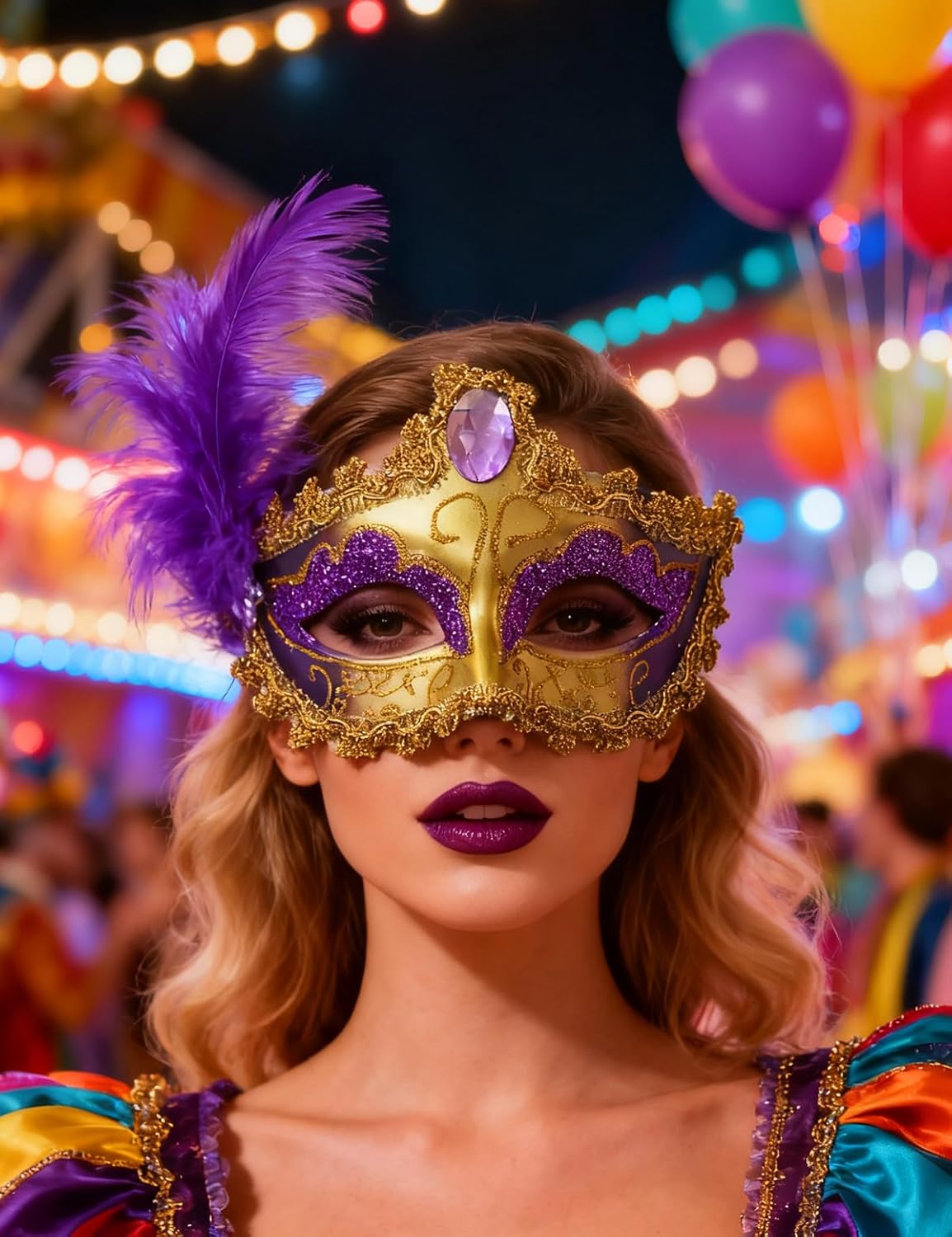 Wildarms Women Feather Masquerade Mask Mardi Gras Masks Princess Fancy Dress Mask for Halloween Venetian Party - Image 4