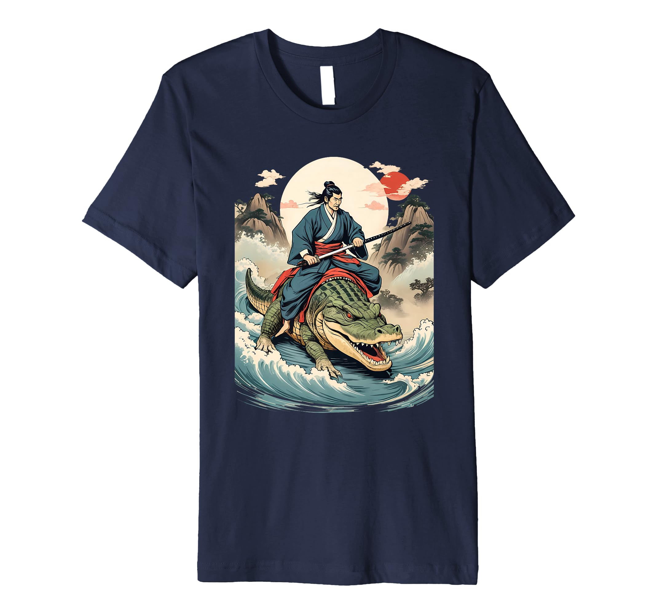 Samurai riding crocodile Premium T-Shirt