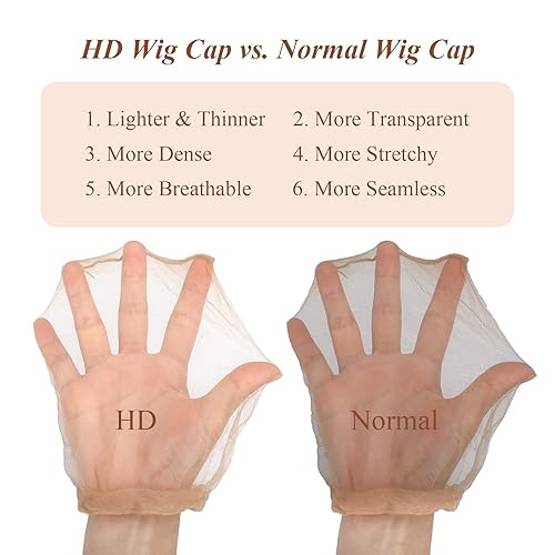 Miniatura 2 de Blisstime 12 gorras de peluca HD para peluca de encaje frontal, gorras HD para pelucas para mujeres, gorra calva para pelucas, gorras transparentes