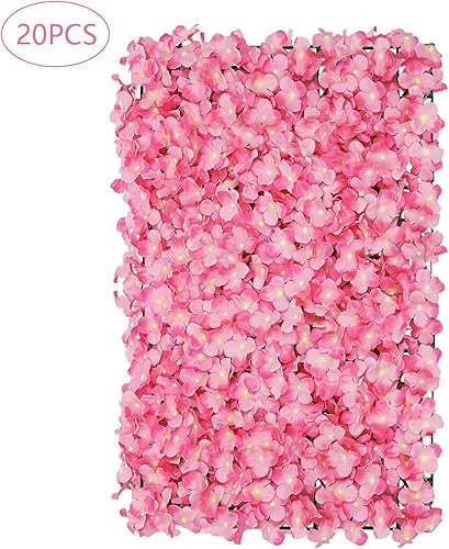 Miniatura 7 de Panel de pared de flores artificiales, 20 piezas de fondo de fotografía romántica, follaje sintético, fiesta de boda, telón de fondo floral de