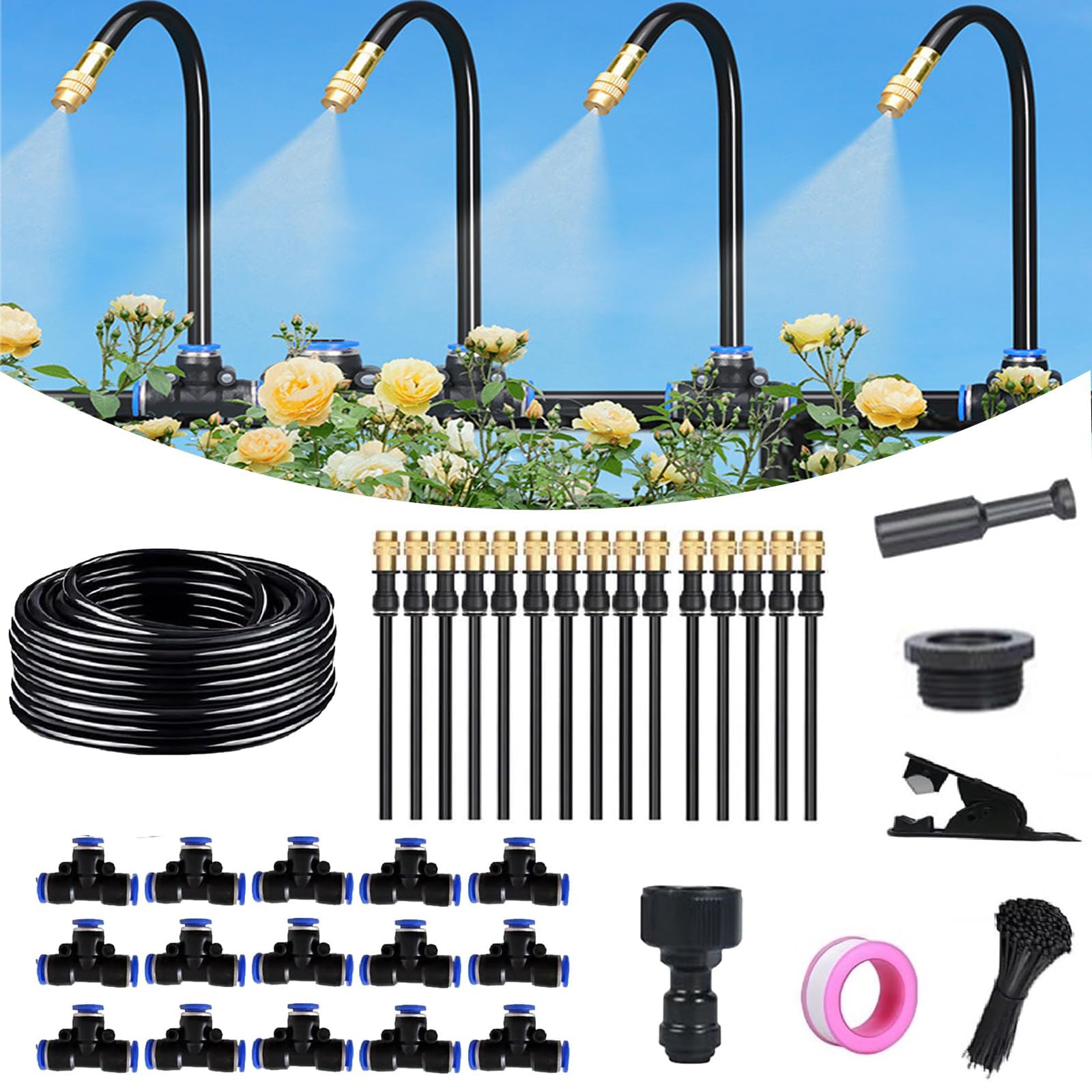 Drip Irrigation Kit 360° Curved Garden Irrigation System - 65.6ft Hose ...