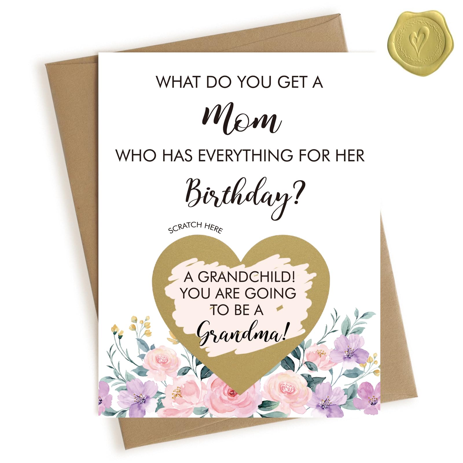 HAMUIERS Pregnancy Announcement for Grandma, Pregnancy Announcement Scratch Off Card for Mom Birthday, Baby Announcement for Grandma Baby Reveal for