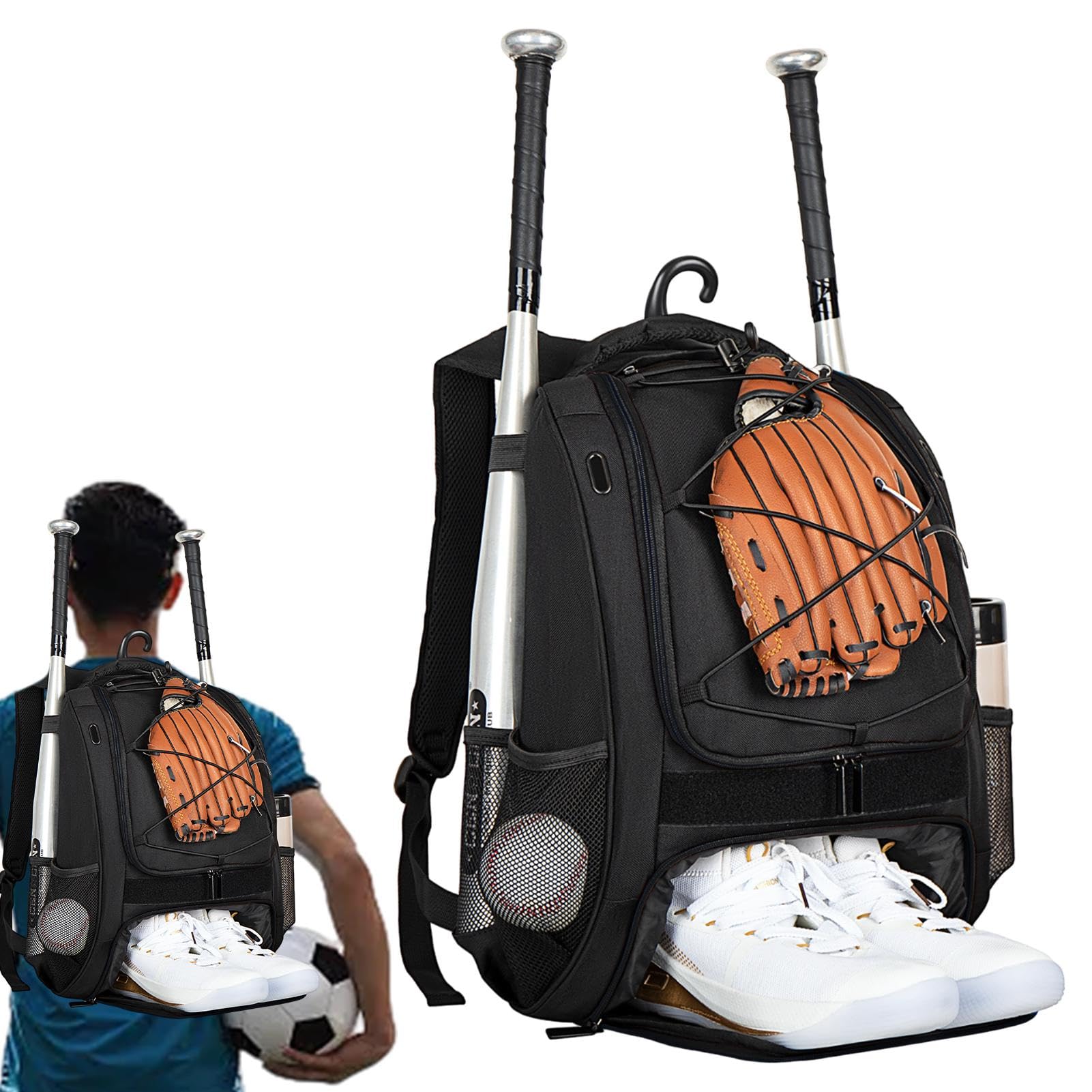Baseball-Rucksack – Softball-Rucksack mit Schuhfach für Jungen – große Kapazität Jugend-Baseball-Rucksack für Helme, Schläger, Ausrüstung für Jugendliche und Erwachsene, Schuhe