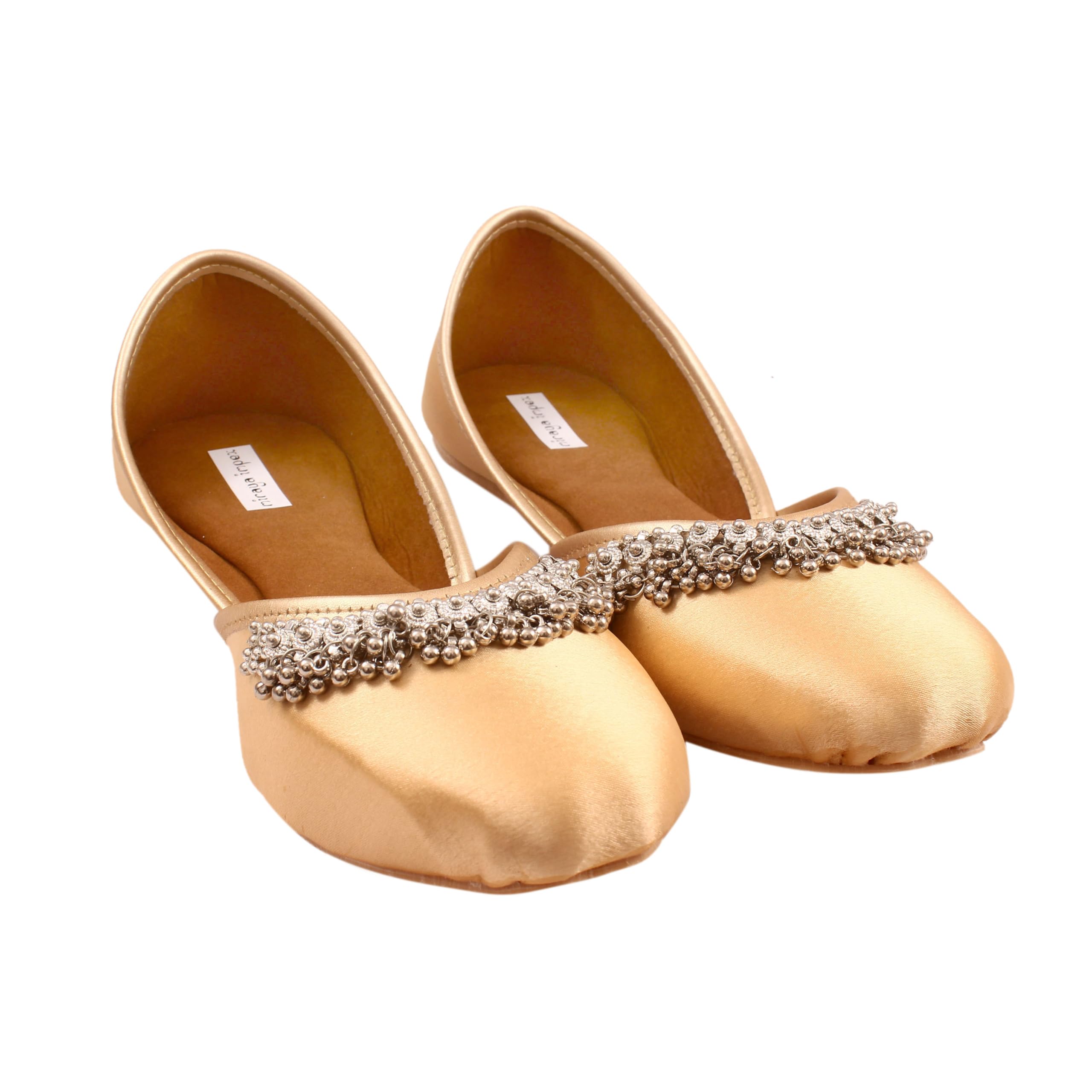 miraya impex Miraya Traditional Gold Punjabi Mojaris Ethnic Shoes for Women-picture-33