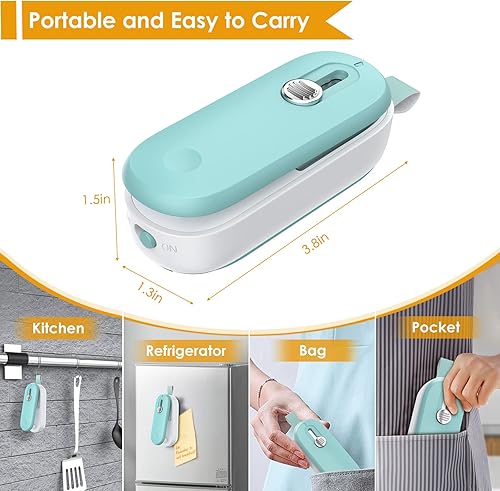 Miniatura 3 de FEPPO Mini sellador de bolsas, sellador térmico 2 en 1 con cortador y cordón, mini máquina reselladora de bolsas para bolsas de plástico, bolsas de