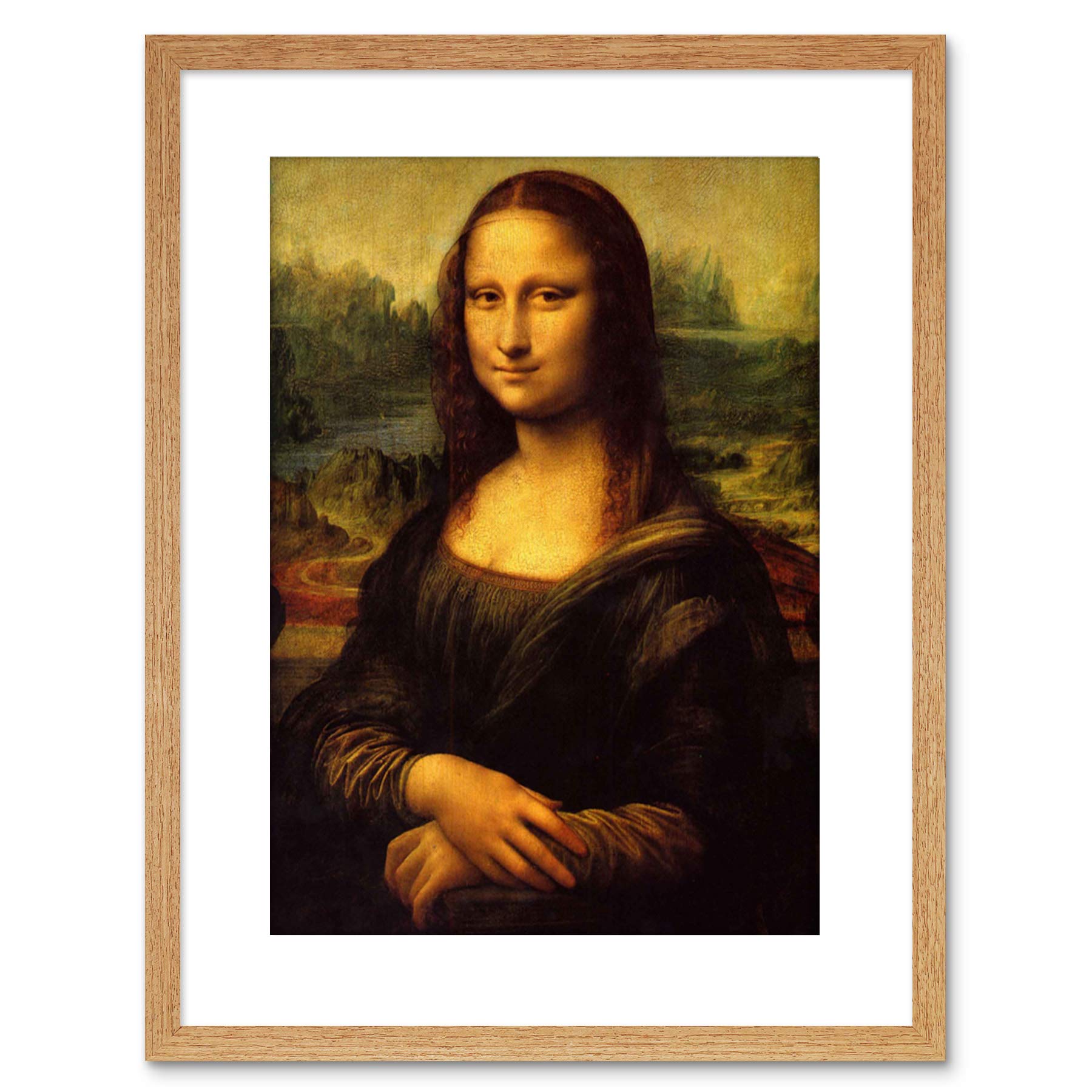 Wee Blue Coo PAINTING PORTRAIT STUDY DA VINCI MONA LISA DETAIL FRAMED PRINT F97X3162