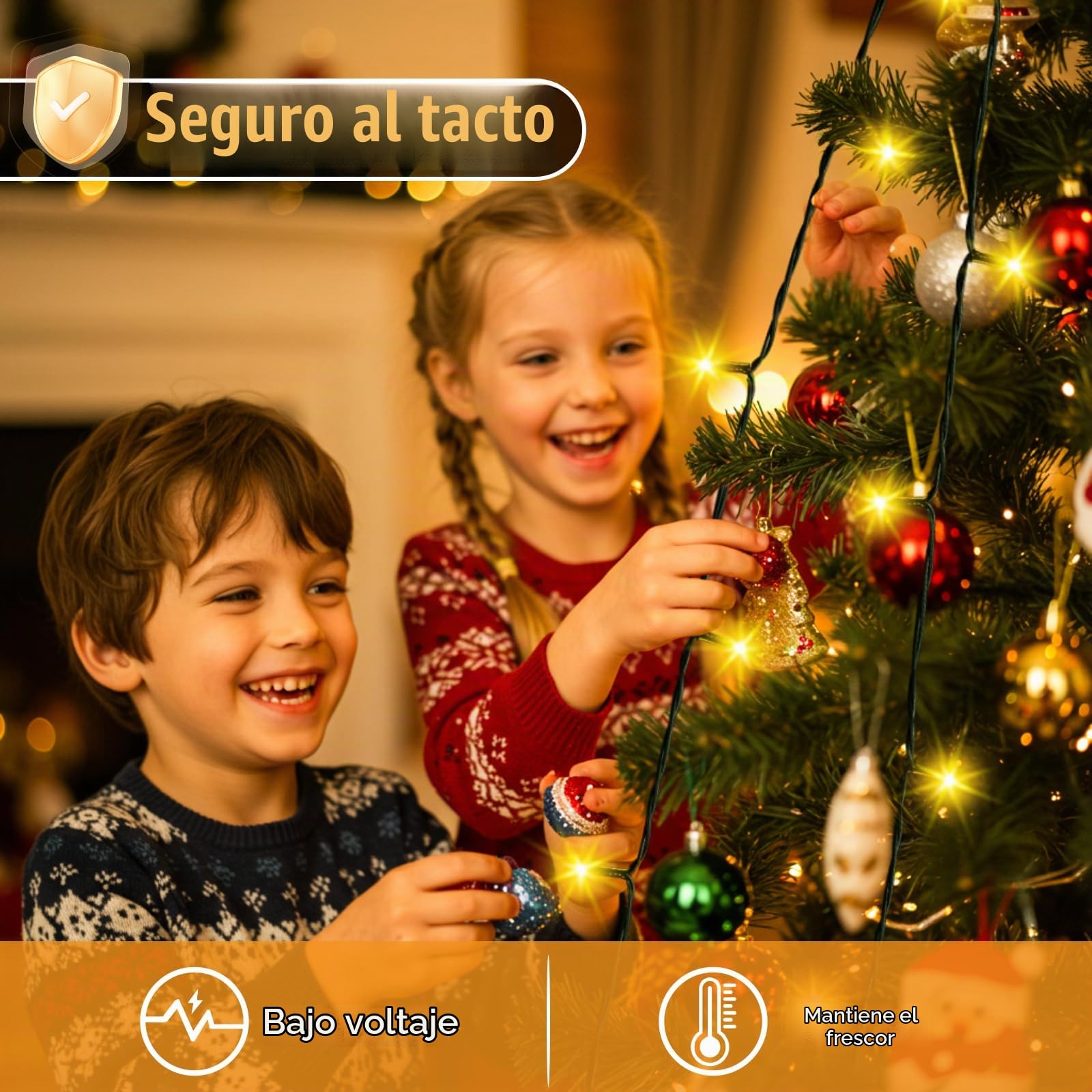 Nextronix Luces Arbol Navidad con Anillos Brillantes, 2.5m x 12 Cadena de Luces 320LED, IP44 Impermeable Guirnalda Luces Exterior con 8 Modos, Luz Navideña para Exterior, Interior, Arbol de Navidad