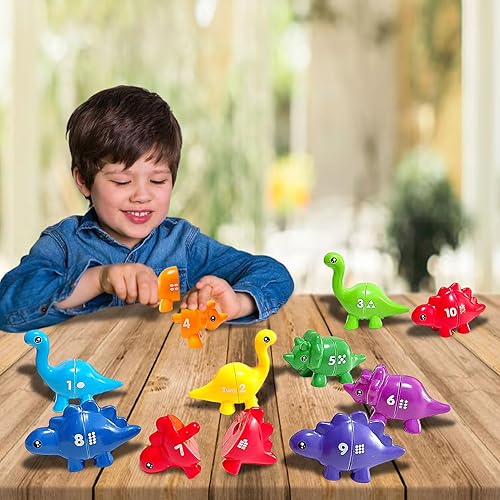 Miniatura 3 de Juguetes de dinosaurio a juego número 1-10, juguetes de motricidad fina, juego de dino Match preescolar, juguetes educativos Montessori de