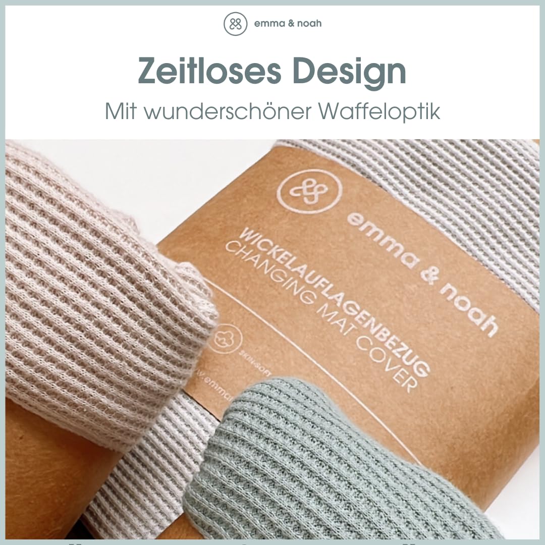 emma & noah Wickelauflagenbezug, 65x50 cm, Baby Wickelauflage für Wickeltisch, Bezug für Wickelunterlagen, 100% Bio-Baumwolle, Hygienisch und Atmungsaktiv (Essential Grau)