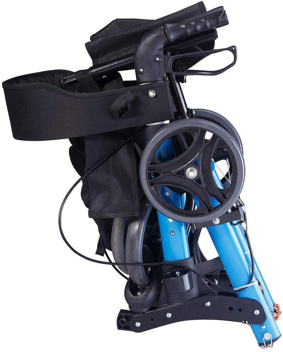 Andador Andador con Asiento y Ruedas, ayudas para Caminar Plegables para Movilidad médica, Marco para Caminar con Freno Doble Ajustable en Altura Interesting