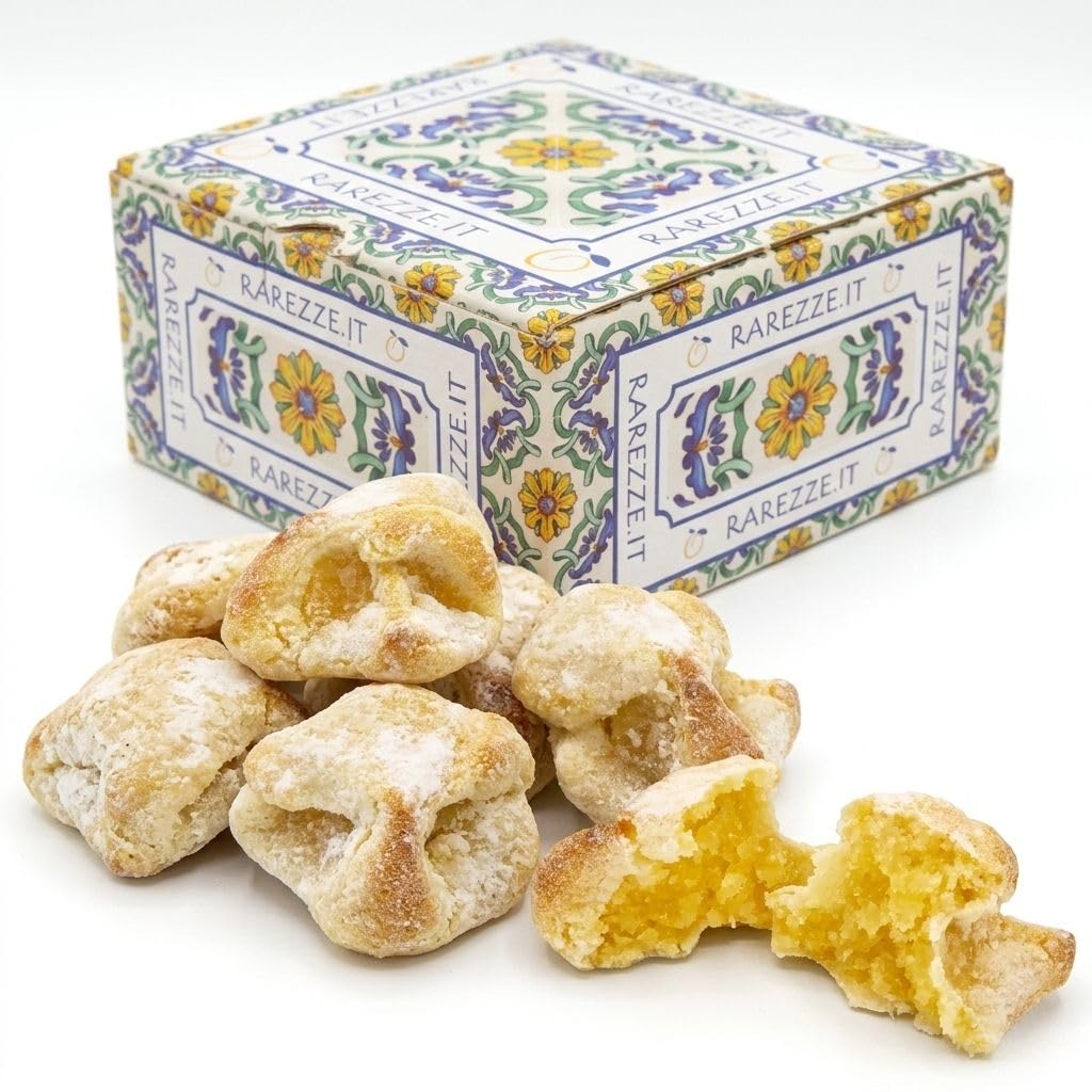 RAREZZE | Biscotti di Pasta di Mandorla Siciliana | Deliziosa confezione regalo (gr.400) | Dolci tipici di Sicilia | Preparazione artigianale