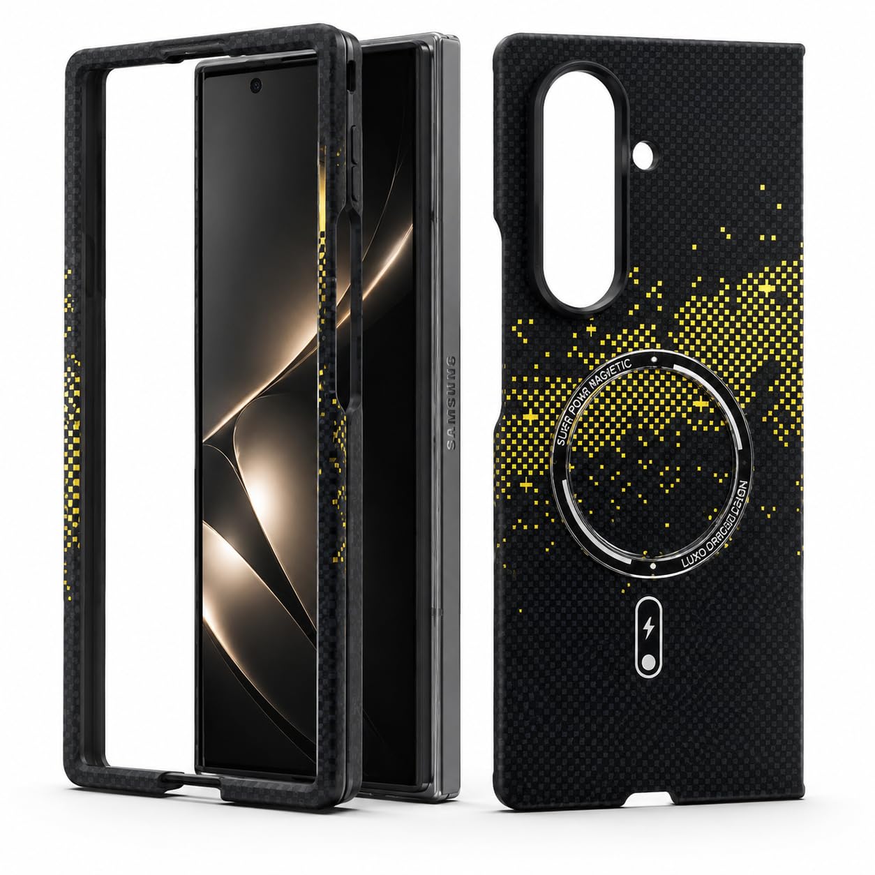 PLUK Elite Series Carbon Fiber Case for Samsung Galaxy Z Fold 7 (2025) | Compatible with MagSafe | Ultra‑Slim Lightweight Protective Cover | Premium Matte Shock‑Resistant Finish