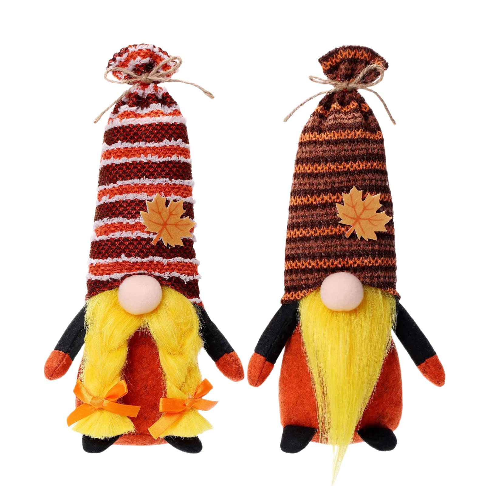 ZEPFJHE 2Pcs Autumn Themed Dwarf Ornament Plush Fall Gnomes Dolls Ornament for Indoor Decoration and Gift Giving Fall Gnomes Maple Doll