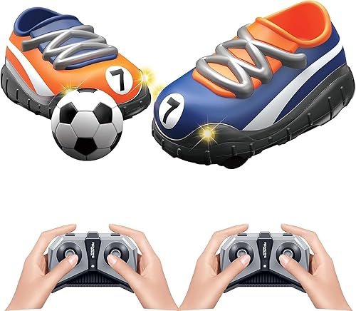 Miniatura 1 de 2.4G - Zapatos de fútbol con control remoto para niños con luces LED, juguetes educativos interactivos (naranja y azul, juego de dos coches)